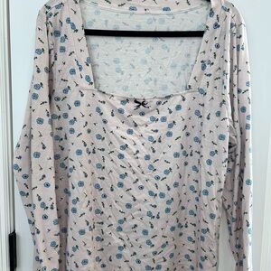 SHEIN Curve Blue Floral Top